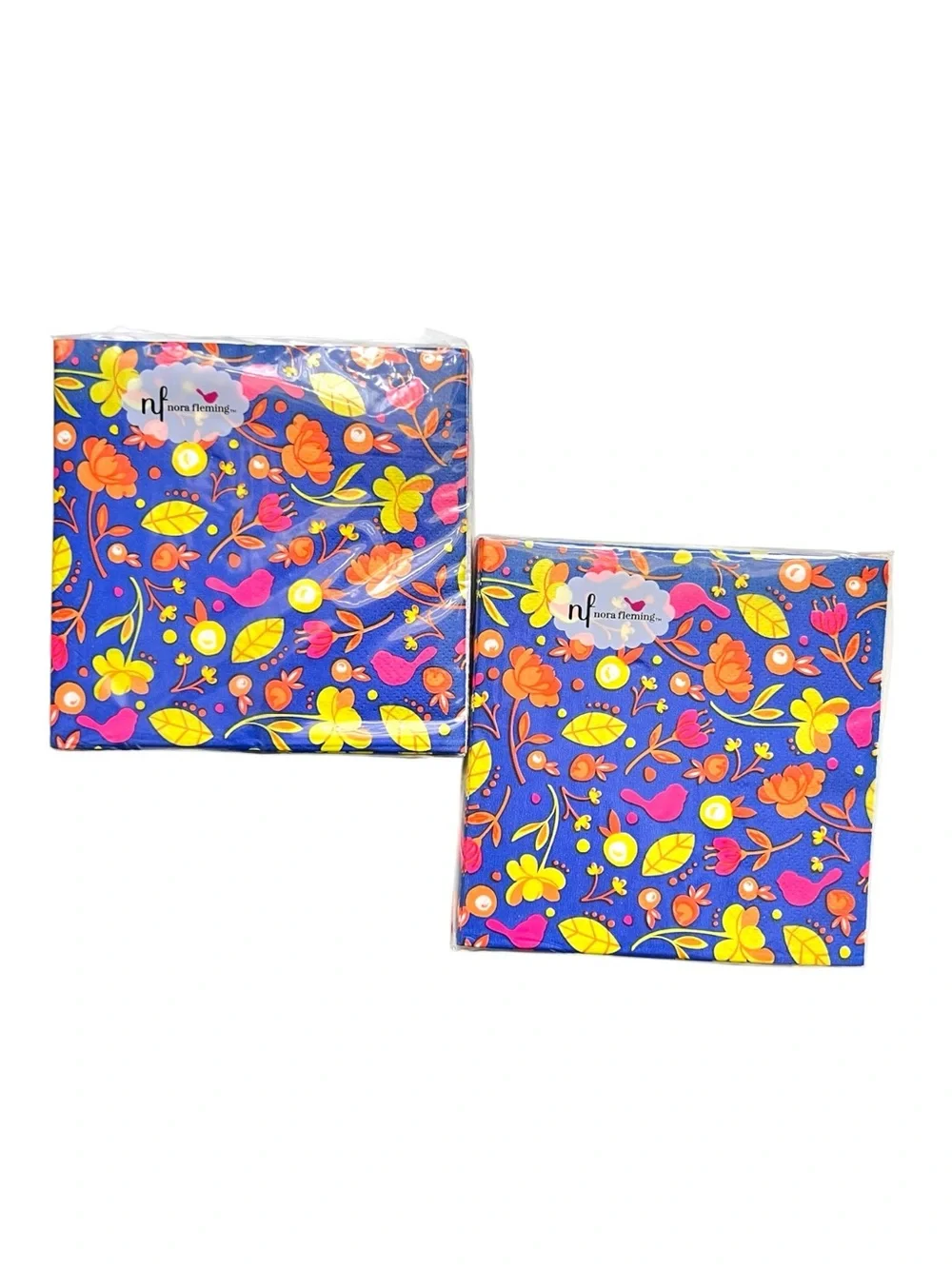 Nora Fleming Floral and Bird Pattern Cocktail Napkins Bundle of 7